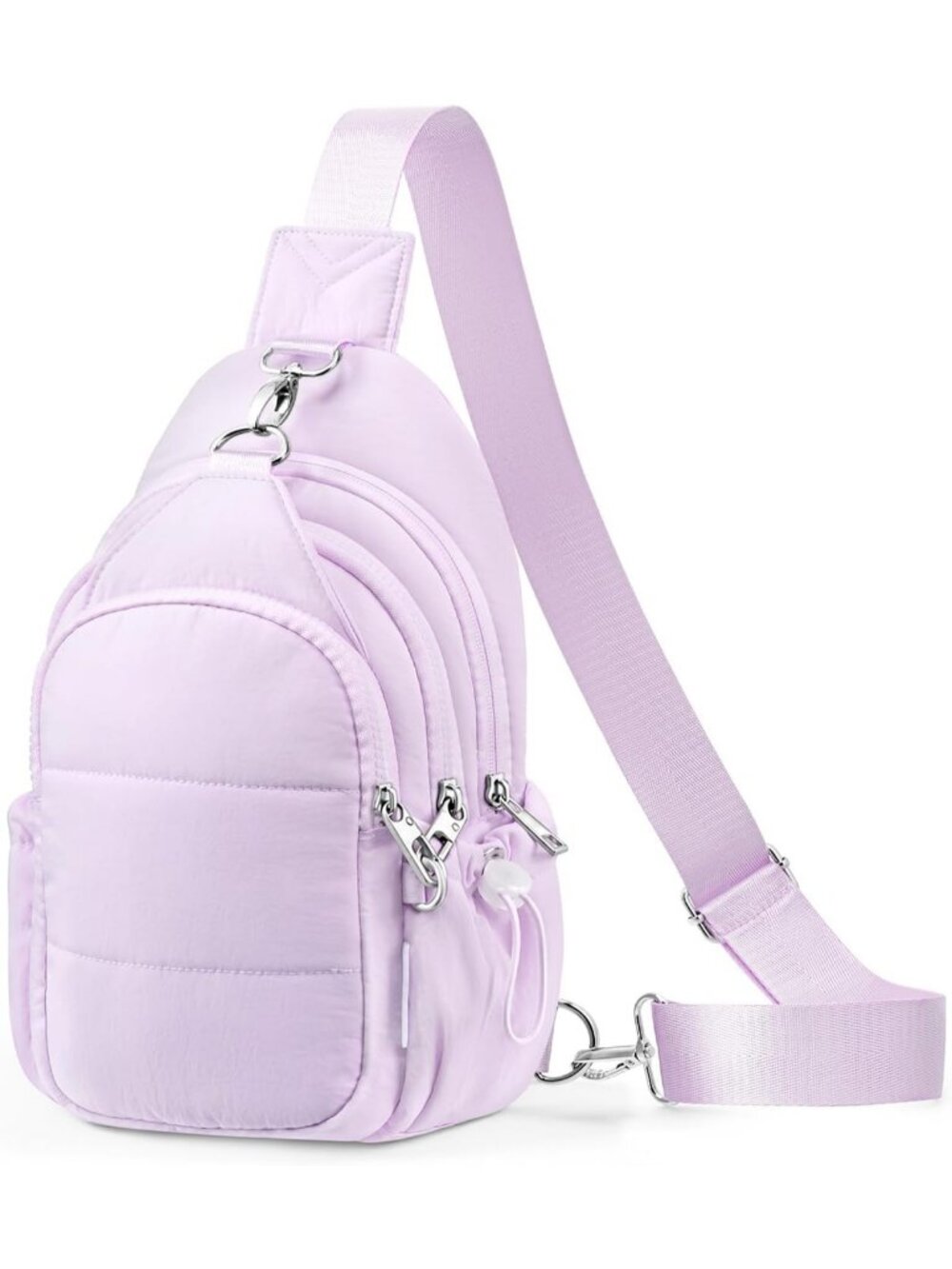 Women's Purple Anti Theft RFID Puffer Sling Travel Multi Pocket Crossbody Bag